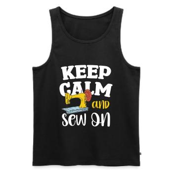 Keep Calm and Sew On - Men's Premium Organic Tank Top - black - Front - Michal (187cm)