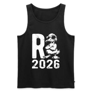 Cartoon Pension 2026 - Retraite - Pension - Débardeur bio Premium Homme - noir - Devant - Michal (187cm)