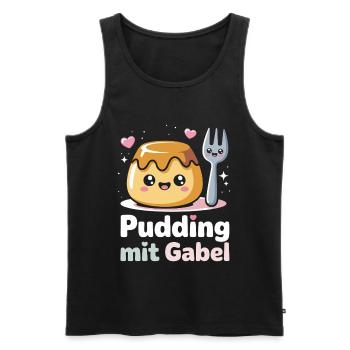 Pudding Mit Gabel - Männer Premium Bio Tank Top - Schwarz - Vorne - AI Model Male 178 light (178cm)