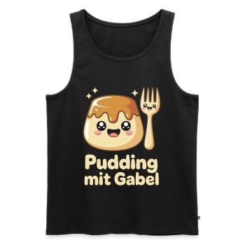 Pudding Mit Gabel - Männer Premium Bio Tank Top - Schwarz - Vorne - AI Model Male 178 light (178cm)