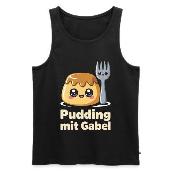 Pudding Mit Gabel - Männer Premium Bio Tank Top - Schwarz - Vorne - AI Model Male 178 light (178cm)