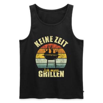 Grilling BBQ Grill Grillmeister Funny Saying - Men's Premium Organic Tank Top - black - Front - AI Model Male 178 light (178cm)
