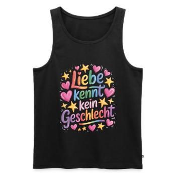 Love Knows No Gender Rainbow LGBTQ Pride - Men's Premium Organic Tank Top - black - Front - Michal (187cm)