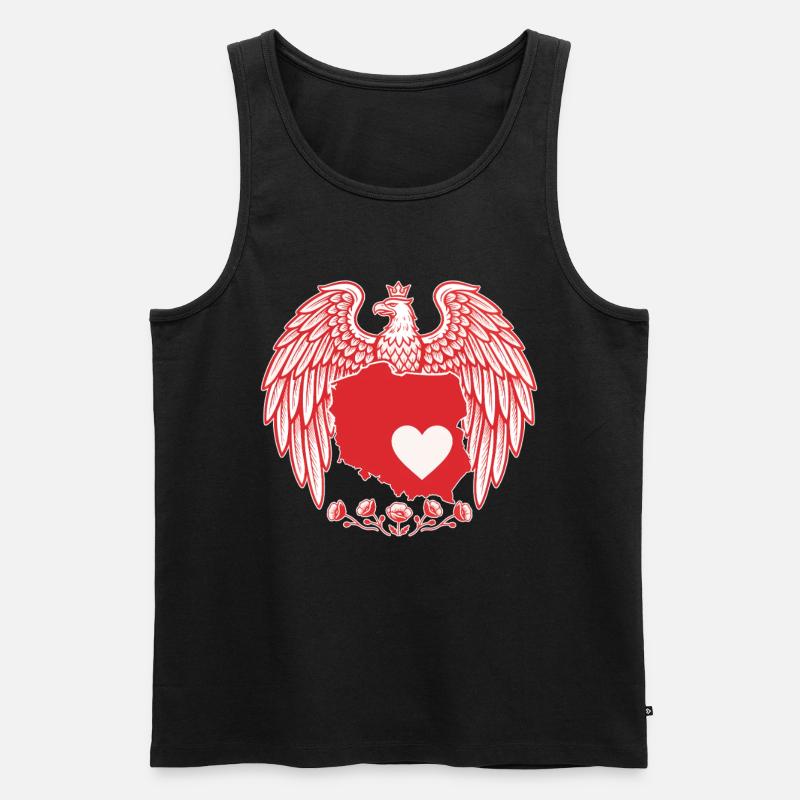 Polish Eagle Heart Map Design - Men's Premium Organic Tank Top - black