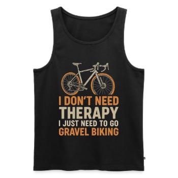 Chemise de vélo Gravel – pas de thérapie, juste du vélo - Débardeur bio Premium Homme - noir - Devant - Michal (187cm)