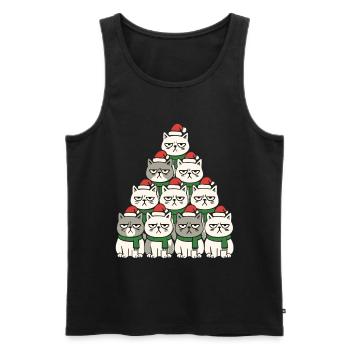 Chats de Noël grincheux – Lustiges Katzen - Débardeur bio Premium Homme - noir - Devant - AI Model Male 178 light (178cm)