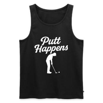 Funny Golf Putt Happens Golfer Humor - Men's Premium Organic Tank Top - black - Front - AI Model Male 178 light (178cm)