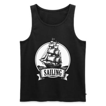 Voilier Voilier Maritim Ahoy - Débardeur bio Premium Homme - noir - Devant - AI Model Male 178 light (178cm)