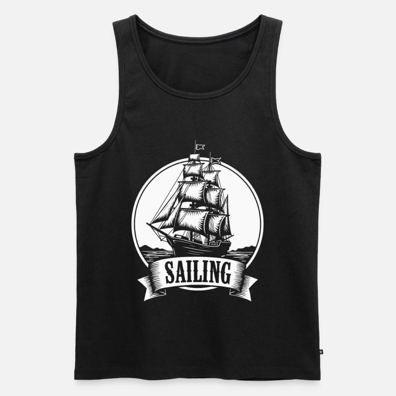Sailing Segelschiff Maritim Ahoi - Männer Premium Bio Tank Top - Schwarz