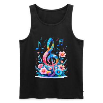 Regenbogen Notenschlüssel Blumenkunst - Männer Premium Bio Tank Top - Schwarz - Vorne - AI Model Male 178 light (178cm)
