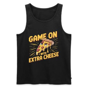 Chemise de jeu pizza pour les joueurs - Débardeur bio Premium Homme - noir - Devant - Michal (187cm)