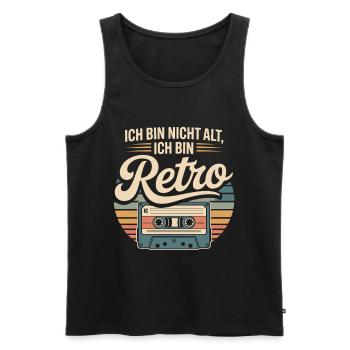 Ich bin Retro Kassette - Männer Premium Bio Tank Top - Schwarz - Vorne - Michal (187cm)