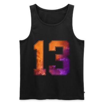 NON. 13 NUMÉRO 13 COLLÈGE 13E ANNIVERSAIRE - Débardeur bio Premium Homme - noir - Devant - AI Model Male 178 light (178cm)