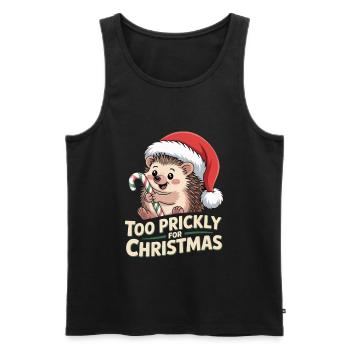 Hérisson Noël Humour - Débardeur bio Premium Homme - noir - Devant - AI Model Male 178 light (178cm)