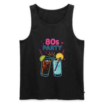 Boissons au néon de fête des années 80 - Débardeur bio Premium Homme - noir - Devant - AI Model Male 178 light (178cm)