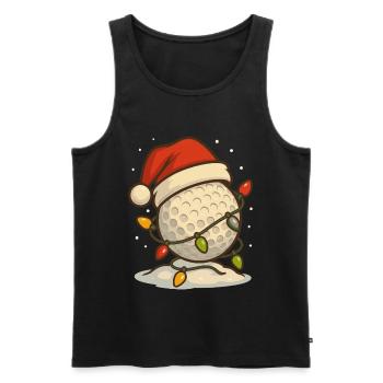 Funny Golf Christmas Golf Ball Santa Hat - Men's Premium Organic Tank Top - black - Front - AI Model Male 178 light (178cm)