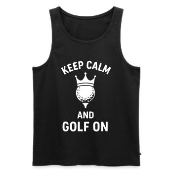Restez calme et jouez au golf sur le tee Golf Lover - Débardeur bio Premium Homme - noir - Devant - AI Model Male 178 light (178cm)