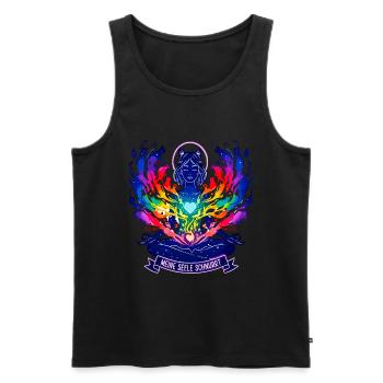 Meine Seele Schnurrt - Yoga Katze Regenbogen - Männer Premium Bio Tank Top - Schwarz - Vorne - Michal (187cm)