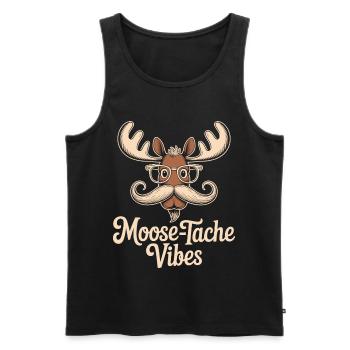 Humour Animal Élan Blague Moustache - Débardeur bio Premium Homme - noir - Devant - AI Model Male 178 light (178cm)