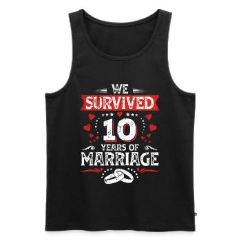 Vintage 10th Wedding Anniversary couple marriage  - Men's Premium Organic Tank Top - black - Front - AI Model Male 178 light (178cm)