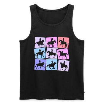 Pferd reiten Reiterin Pferde Frauen Kinder Mädchen - Männer Premium Bio Tank Top - Schwarz - Vorne - Michal (187cm)