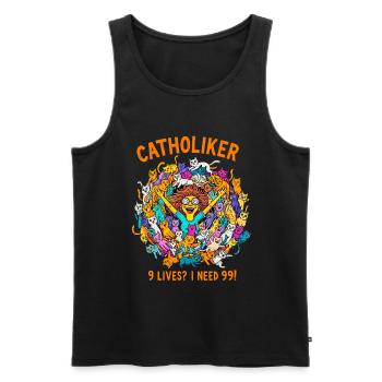 Katzoholiker - Nur noch eine Katze!  - Männer Premium Bio Tank Top - Schwarz - Vorne - AI Model Male 178 light (178cm)