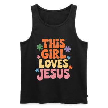 Cette fille aime Jésus – Rétro coloré - Débardeur bio Premium Homme - noir - Devant - Michal (187cm)