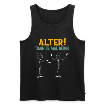 Stick Figure OLD TRAINER TIMES LEGS Drôle - Débardeur bio Premium Homme - noir - Devant - AI Model Male 178 light (178cm)