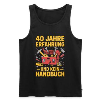 40 Jahre Erfahrung – Kein Handbuch - Männer Premium Bio Tank Top - Schwarz - Vorne - Michal (187cm)