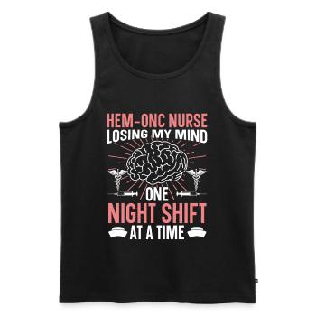  Night Shift Hem/Onc Nurse Badge Reel Hematology - Men's Premium Organic Tank Top - black - Front - AI Model Male 178 light (178cm)