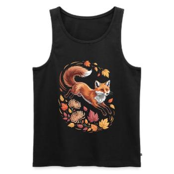 Fox with autumn leaves - Men's Premium Organic Tank Top - black - Front - AI Model Male 178 light (178cm)