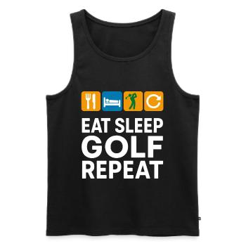 Eat Sleep Golf Repeat Funny Golfer - Men's Premium Organic Tank Top - black - Front - Michal (187cm)