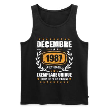 Décembre 1987 Anniversaire - Nées En Décembre 1987 - Débardeur bio Premium Homme - noir - Devant - Michal (187cm)