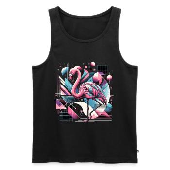 Neon Flamingo Geometric Pop 80s - Men's Premium Organic Tank Top - black - Front - Michal (187cm)
