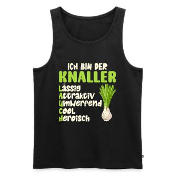 Gewichtheber BIN EIN LAUCH LÄSSIG COOL Lustig - Männer Premium Bio Tank Top - Schwarz - Vorne - Michal (187cm)