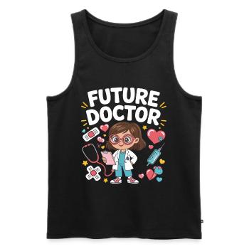 Zukünftige Doktorin Cartoon - Männer Premium Bio Tank Top - Schwarz - Vorne - AI Model Male 178 light (178cm)
