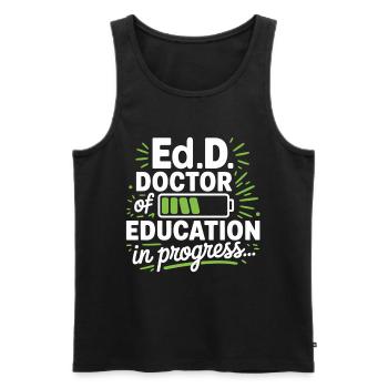 Doctorate of Education in progress - Men's Premium Organic Tank Top - black - Front - AI Model Male 178 light (178cm)