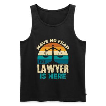 Kein Grund zur Angst Der Anwalt Hier - Männer Premium Bio Tank Top - Schwarz - Vorne - AI Model Male 178 light (178cm)