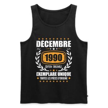 Décembre 1990 Anniversaire - Nées En Décembre 1990 - Débardeur bio Premium Homme - noir - Devant - Michal (187cm)