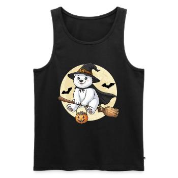 Ours polaire mignon sorcière Halloween citrouille pleine lune - Débardeur bio Premium Homme - noir - Devant - Michal (187cm)