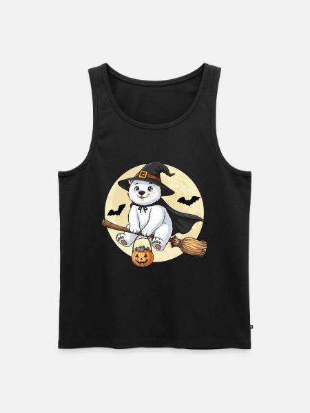 Sød Isbjørn Heks Halloween Græskar Fuldmåne - Herre Premium økologisk tanktop - sort