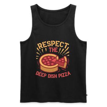 Plat profond Pizza Chicargo - Débardeur bio Premium Homme - noir - Devant - AI Model Male 178 light (178cm)