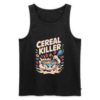 Retro Frühstück - Männer Premium Bio Tank Top - Schwarz - Vorne - AI Model Male 178 light (178cm)