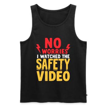 SafetyVideo Humor Saying - Men's Premium Organic Tank Top - black - Front - AI Model Male 178 light (178cm)