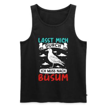 Vacances à la mer du Nord LET ME THROUGH DOIT ALLER À BÜSUM - Débardeur bio Premium Homme - noir - Devant - Michal (187cm)