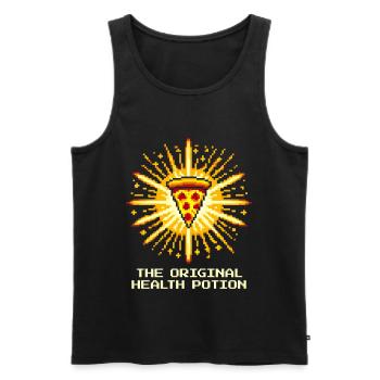 Potion de guérison originale : Pizza | Jeux, Nourriture, Humour - Débardeur bio Premium Homme - noir - Devant - Michal (187cm)