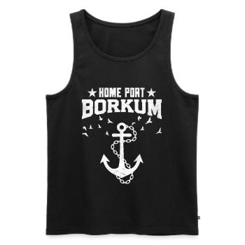 Vacances à la mer du Nord HEIMATHAFEN BORKUM Lustig - Débardeur bio Premium Homme - noir - Devant - Michal (187cm)