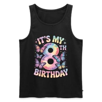 8. Geburtstag Regenbogen Schmetterling Deko - Männer Premium Bio Tank Top - Schwarz - Vorne - Michal (187cm)