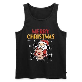 Frohe Weihnachten - Weihnachtsmann Geschenkidee - Männer Premium Bio Tank Top - Schwarz - Vorne - Michal (187cm)