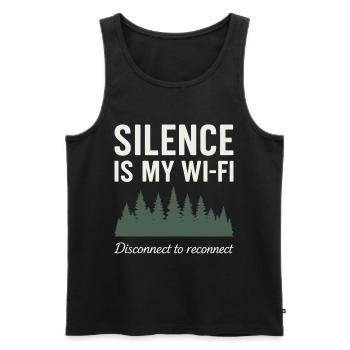 Silence is my Wi-Fi: Nature motif with trees - Men's Premium Organic Tank Top - black - Front - AI Model Male 178 light (178cm)